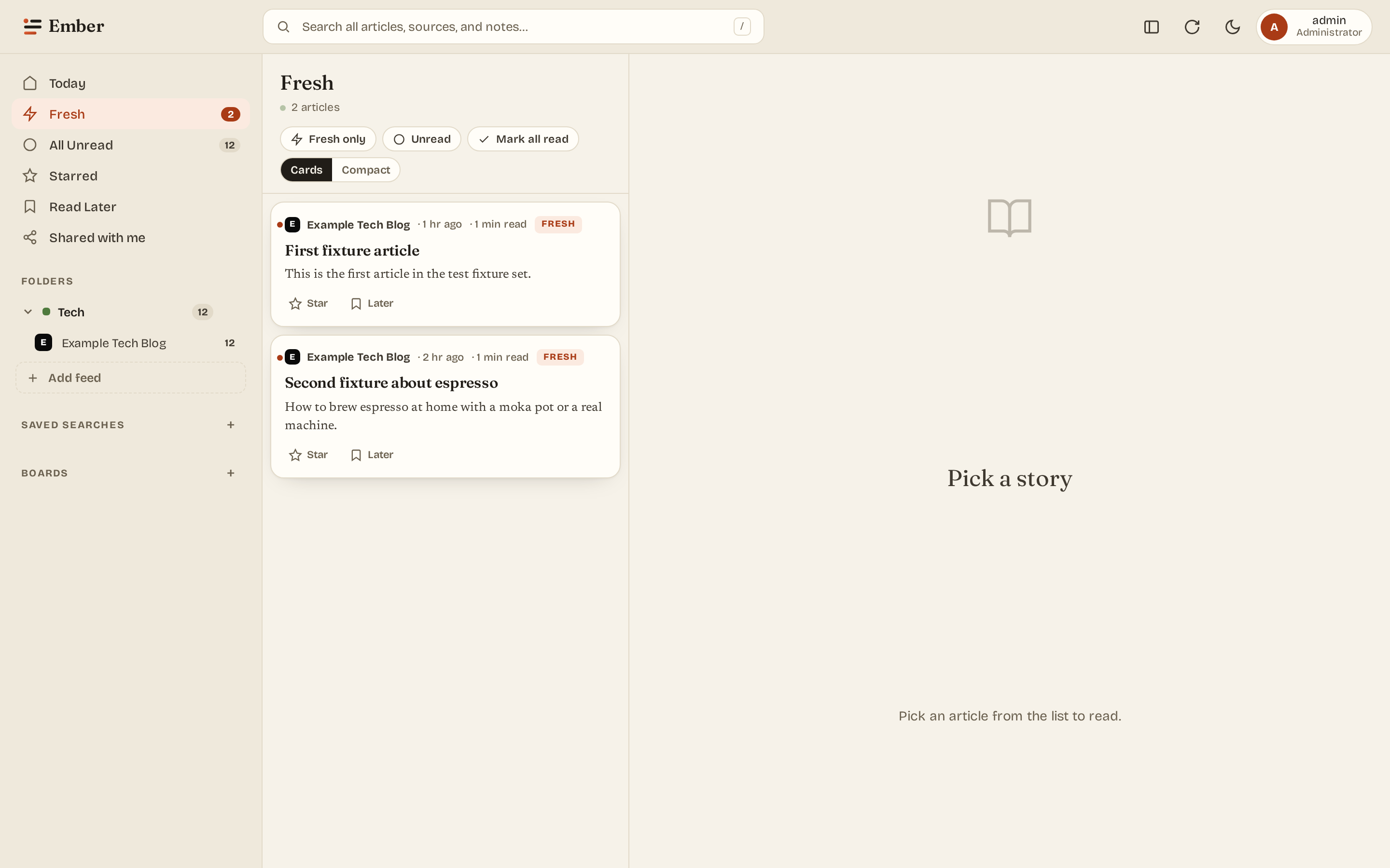 Reader, desktop
